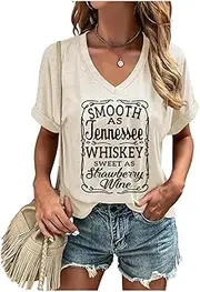[Foismber] Women Rock Band T-Shirts Vintage Rock and Roll Country Music Shirt Funny Concert Outfit V-Neck Vacation Tops