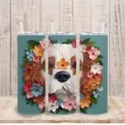20 oz Skinny Straight 3D Cavalier King Charles Dog Tumbler Cup Drink w/ Straw