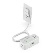 Ultra Thin 5FT Flat Extension Cord, Surge Protector Flat Plug Power 5 FT Gray
