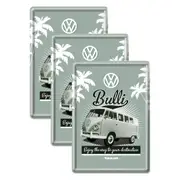 3PK Nostalgic Art Metal/Paper Mailing Postcard Volkswagen Bulli w/Envelope 14cm