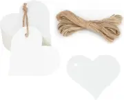 Heart Gift Tags with String, 100PCS Heart Shaped Gift Tags, 2.3X2.3 in Blank Wed