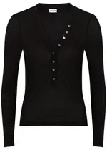 Yves Saint Laurent Black Ribbed Modal and Cotton-blend top - XS XS