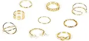 [Xiyantiji] Gold Knuckle Ring Stackable Rings Midi Ring for Women Boho Statement Rings Simple Adjustable Ring for Teen Girls Finger Ring Set 9Pcs