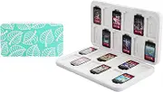 FUNDIARY Game Card Case for Nintendo Switch/Lite/OLED, Game Cartridge Holder with 24 Game Card Slots and 24 Micro SD Card Slots, Shockproof Hard Shell, Soft Lining and Magnetic Buckle (Green Leaf)