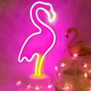 Flamingo Neon Sign Pink Flamingo Gifts for Women LED Neon Light Sign for Bedr...