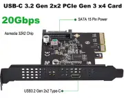 USB-C 3.2 Gen 2x2 Type-c Expansion Card 20Gbps ASM3242 Chipset With 15 Pin Power