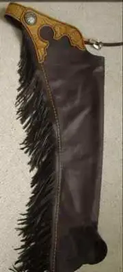 Premium Leather Western Chaps Tooled Yoke Design