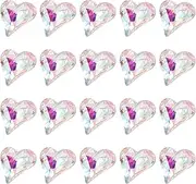 uxcell 20 Pcs 3D Heart AB Nail Rhinestones 12x13mm K9 Glass Crystal Rhinestones Pointed Back Crooked Heart Gems for Nail Charm Art DIY Decoration Craft