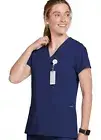 Jockey Women's Scrubs True Fit Crossover V-Neck Scrub Top, New Navy, XS