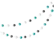STOBAZA 30 Wool Felt Ball Pom Poms Garland Strings White Grey Green Party Decoration for Bedroom Birthday Shower Wedding Decor Cheerful Home Accent