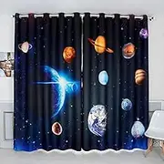 3D Printing Planet Curtain for Kids Room Cartoon Curtain Modern Style Window Drape for Bedroom Home Decoration (W) 180×(H) 200cm