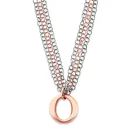 Sterling Silver & Rose Vermeil Multi-Strand W/Circles Necklace