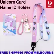 Unicorn Name ID Student Work Card holder Lanyard Strap & Key Ring Set
