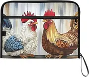 YMXFXP Expandable Filing Folder Rooster Fence Retro, 13-Pocket Funny Cute Design with Sticky Labels, A4 Letter Size Document Organizer for Office, School, Boys, Girls