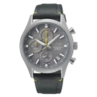 【SEIKO 精工】CHRONOGRAPH 男士三眼計時不鏽鋼賽車皮帶男錶39.5 mm(SSB423P1/8T67-00S0N)