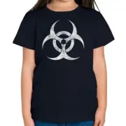 RADIOACTIVE DISTRESSED PRINT KIDS T-SHIRT RADIATION SYMBOL GEEK TOP ZOMBIE TOP