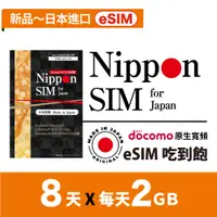 在飛比找蝦皮購物優惠-Nippon SIM 日本原生esim *非漫遊 8天x2G