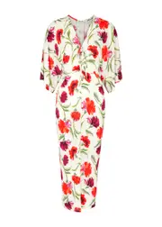 Diane Von Furstenberg Valerie Floral-print Jersey Midi Dress - White And Red - S (UK8-10 / S) S (UK8-10 / S)