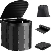Portable Camping Toilet for Adults, Foldable Waterproof Porta Potty for Travel, Car, Outdoor Camping, Hiking, Boat, Beach, Tent, and Bucket Use (Black)