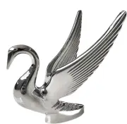 Heavy-Duty Chromed Swan Hood Ornament, Cast Metal