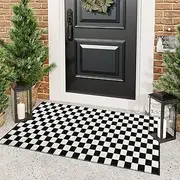 Seavish Checkered Rug,2x4 Ft Moroccan Checkerboard Rug Black and White Outdoor Washable Runner Rug Cotton Woven Area Rugs Reversible Floor Mat for Front Door Bedroom Entryway Kitchen Hallway Entryway