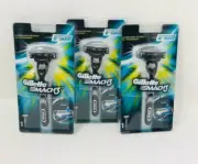 3 x Gillette Mach3 Razor Blade Handle Include Refill Cartridge
