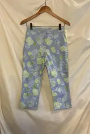 Lilly Pulitzer Girls Size 14 Blue Green Tropical Pattern Crop Pants NWT