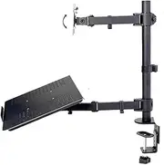 TAFTIWEXN Monitor Arm Ergonomic Stand Monitor and Laptop Mount Monitor Arm with Laptop Tray Laptop Monitor Dual Arm Bracket Computer Screens Adjustable Laptop Riser