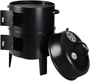 3-in-1 Charcoal BBQ Smoker - Black Reliable Quality Durable in Use