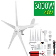 3KW Windmill Electromagnet 5 Blades DC 48V Wind Generator Kit Power Inverter DIY