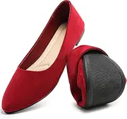 [HEAWISH] Women’s Black Flats Shoes Comfortable Suede Pointed Toe Slip On Casual Ballet Flats Dress Shoes Nude Flats