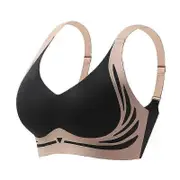 Super Gather Wireless Push-up Bra Women Gathered Up Soft Support Adjustable Underwear Anti-sagging Seamless Lift-up Bra black XL