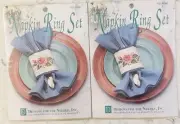 2 X DESIGNS FOR THE NEEDLE ~ ROSE #7101 ~ NAPKIN RING SET CROSS STITCH KIT