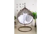 Hanging Egg Chair - Brown Basket & White Cushion