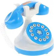 PERSELOSO Pretend Play Phone Blue Plastic Rotary Telephone for Roleplay Interactive Communication Skill Development Safe Fun for Boys and No Batteries Required