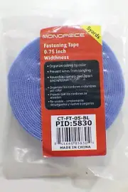 Hook and Loop Fastening Tape, 5 yards/roll, 0.75 in, Blue 5830