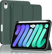 ProCase for iPad mini 7 A17 Pro 2024/iPad Mini 6 2021 8.3'' iPad mini 7th/6th Gen Case with Pencil Holder, Trifold Stand Smart Folio with Soft TPU Back Cover for iPad mini 7th/6th -Mgreen