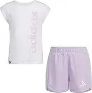 [adidas] Girls 2-piece Graphic Tee & Mesh Short Set