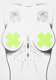[Neva Nude] Lemon Lime UV Super Sparkle Cross Pasties