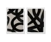 Abstract black 2 sets White Frame Canvas