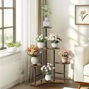 medla Corner Plant Stand Indoor: 6 Tiered Flower Shelf Tall Multiple Potted Plant Holder Displaying Rack Organizer for Patio Living Room Balcony Garden Black