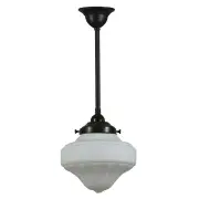 Derby Opal Matt 9&quot; Shade w 3/4&quot; x 1/2m Black Rod Pendant