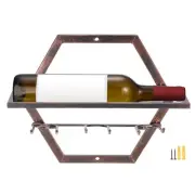 Metal Wall Mounted Wine Bottle Rack, Hanging Wine Display Racks, Brown