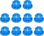 uxcell 10Pcs ABS and Copper Potentiometer Knobs 1/4" Volume Tone Control Top Hat Knob for Guitar Instruments Audio Mixer Amplifier Blue
