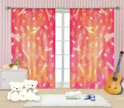 3D Feather Pink Pattern O16 Christmas Photo Curtain Printing Fabric Window An
