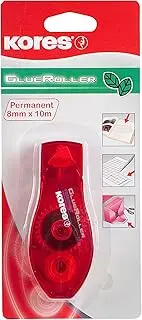 Kores - Glue Roller: Double-Sided Glue Tape for Precise Adhesion, Acid-Free and Non-Toxic, School and Office Supplies, 8mm x 10m, Pack of 1 Roller