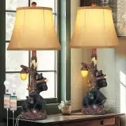 Set of 2 Bear Bedside Table Lamps for Bedroom with Nightlight & USB A+C,Touch...