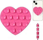 Heart Shape Double-Sided Mobile Phone Suction Cup Holder, Multi-Purpose Silicone Suction Cup Mobile Phone Holder, Cute Mobile Phone Case, Sticky Mobile Phone Grip for Mobile Devices, Mirror Glass