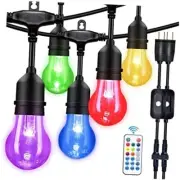 48FT Outdoor Patio Lights Color Changing, RGB LED String Lights Plug A55 48FT
