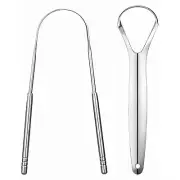 2Pack Tongue Scraper 100% Stainless Steel Tongue Cleaner For Adults Oral Care